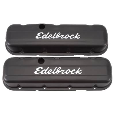 Edelbrock - Edelbrock 4483 Sig-Series Valve Covers Black Low Profile Chevy 396-502 '65-Later