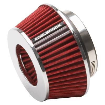 Edelbrock - Edelbrock 43611 Pro-Flo Univ. Red Compact Conical Air Filter 3"/3.5"/4" Inlet