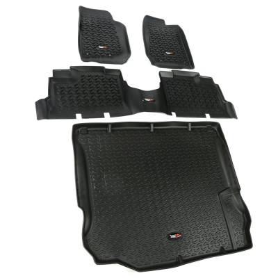 Rugged Ridge - Rugged Ridge Front/Rear Floor Liner Set Black for Jeep JK 4DR 12988.04
