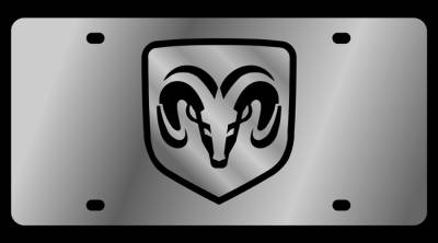 Eurosport Daytona - Eurosport Daytona 1402-1 Stainless License Plate Ramhead Logo for Dodge