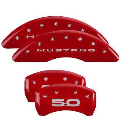MGP Caliper Covers - MGP Caliper Covers 10200SM52RD Front/Rear Red for 15-23 Ford Mustang GT