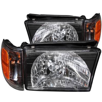 Anzo USA - Anzo USA Black Crystal Headlight Set w/Corners for 4Runner 111077