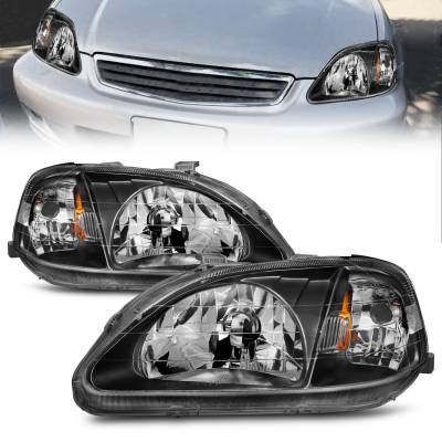 Anzo USA - Anzo USA Black Crystal Headlight Set Honda Civic 121070
