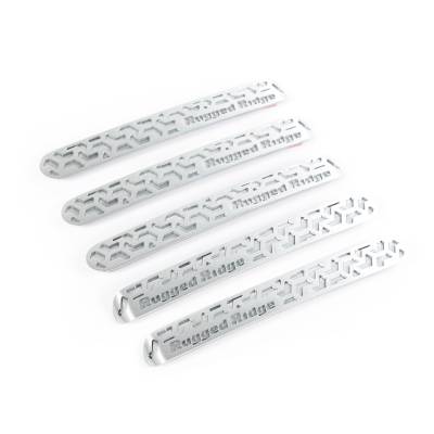Rugged Ridge - Rugged Ridge 13311.51 Elite Door Handle Inserts Brushed Tread 4-D 07-18 JKU