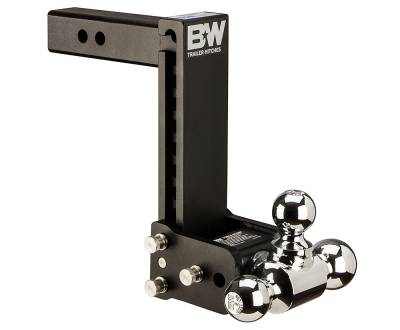 B&W Trailer Hitches - B&W Hitch TS10050B 2" Shank Tow & Stow 9" Drop Triple Ball Mount Black