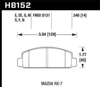 Hawk Performance - Hawk Performance HB152N.540 HP Plus Disc Brake Pad for 76-91 Cosmo RX-7