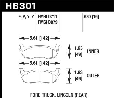 Hawk Performance - Hawk Performance LTS Light Truck & SUV Brake Pads HB301Y.630