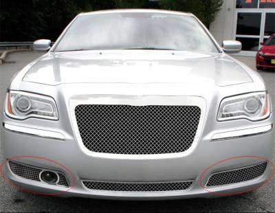 APS - APS Wire Mesh Fog Light Grilles-Polish for 11-14 Chrysler 300 GR18GFC03S