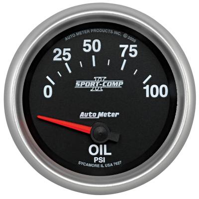 AutoMeter - AutoMeter 7627 Sport-Comp II Electric Oil Pressure Gauge 0-100 PSI 2-5/8"