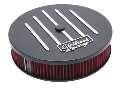 Edelbrock - Edelbrock 41663 Racing Blk 14" Round Air Cleaner 3" Pro-Flo Element Deep Flange