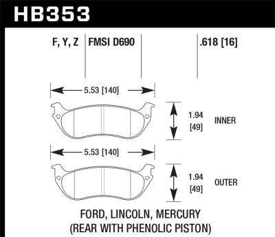 Hawk Performance - Hawk Performance LTS Light Truck & SUV Brake Pads HB353Y.618