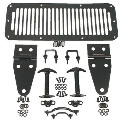 Rugged Ridge - Rugged Ridge 11201.01 Hood Kit Black for Jeep CJ & Wrangler