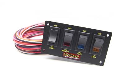 Painless Wiring - Painless Wiring 50404 4-Switch Lighted Non-Fused Rocker Switch Panel