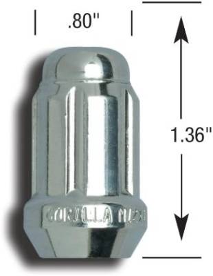 Gorilla Automotive - Gorilla 21138HT Small Lug Nut Acorn Chrome 3/4" 13/16" Dual 12mm x 1.50