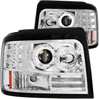 Anzo USA - Anzo USA 1-Piece Projector Headlight Set w/LED Halo Chrome F-Series 111183