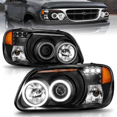 Anzo USA - Anzo USA 111132 1-Piece Projector Headlight Set w/CCFL Halo Black for Explorer