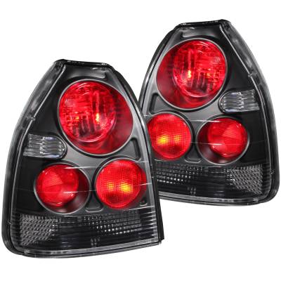 Anzo USA - Anzo USA 221065 Black Euro Clear Lens Taillight Set for 96-00 Civic Hatchback