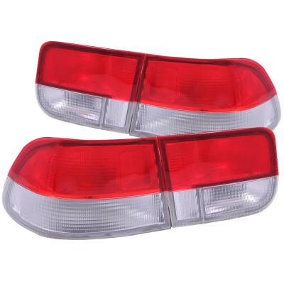 Anzo USA - Anzo USA 221147 Chrome Euro Red/Clear Lens Taillight Set for Honda Civic Coupe
