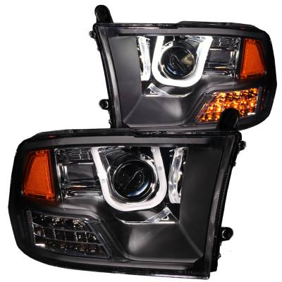Anzo USA - Anzo USA 111270 Projector Headlight Set w/U-Bar Halo Black for Ram Trucks