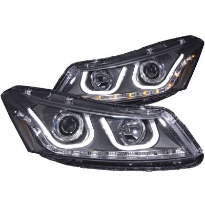 Anzo USA - Anzo USA 121483 Projector Headlight Set w/U-Bar Halo Black Honda Accord