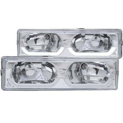 Anzo USA - Anzo USA 111300 Crystal Headlight Set w/Low Brow Halo Chrome for GM C/K Trucks