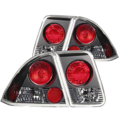 Anzo USA - Anzo USA 221048 Black Euro Clear Lens Taillight Set for 01-05 Honda Civic Sedan