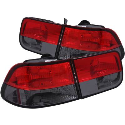 Anzo USA - Anzo USA 221206 Chrome Euro Taillight Set Red/Smoke Lens for 96-00 Honda Civic