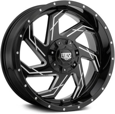 REV Wheels - REV Wheels 895M-2123544 895M 20x12 6x5.5 44mm Black/Machined
