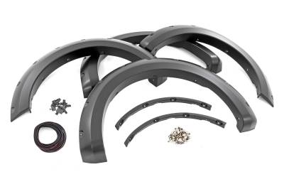 Rough Country Suspension Systems - Rough Country F-F20911B Pocket Fender Flares Black for 21-24 Ford F150
