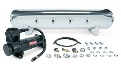 Air Lift Performance - Air Lift Performance 27807 4 Gal 7Port Polished Tank w/Viair 444c BLK Compressor