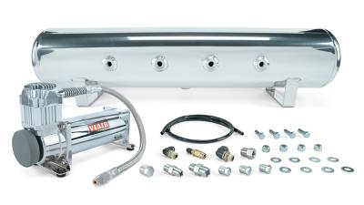 Air Lift Performance - Air Lift Performance 27803 4 Gal 7-Port Polished Tank w/Viair Chrome Compressor