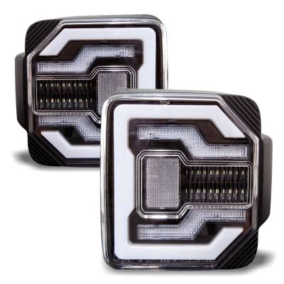 Winjet - Winjet CTRNG0650B-BC-SQ Black/Clear w/white LED Taillights for Jeep Wrangler JL