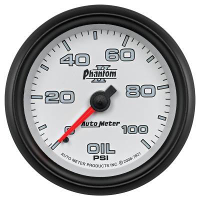 AutoMeter - AutoMeter 7821 Phantom II Mechanical Oil Pressure Gauge 0-100 PSI 2-5/8"