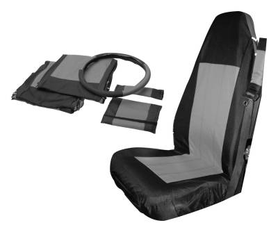 RT Offroad - RT Offroad SCP20021 Black/Grey Front Seat Cover Set for 03-06 Jeep Wrangler TJ