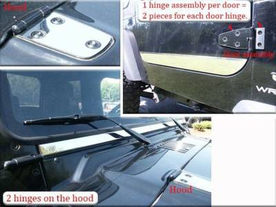 Quality Automotive Accessories - Quality Automotive HP45090 Hinge Trim Kit for Jeep Wrangler