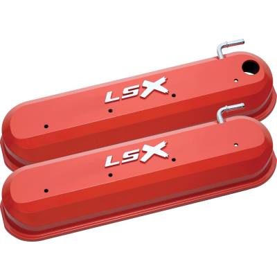 Proform - Proform 141-257 Raised "LSX" Emblem Aluminum Valve Covers Chevy Orange
