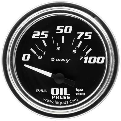 Equus - Equus E7264 Gauge Oil Pressure 2" 90-DEG Sweep Elec Chrome 7000 Series