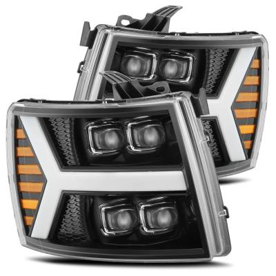 AlphaRex - AlphaRex 880208 Jet Black LED Projector Headlights for 07-13 Chevy Silverado