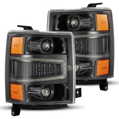 AlphaRex - AlphaRex 880244 Alpha Black LED Projector Headlights 14-15 Chevy Silverado 1500