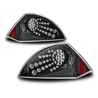 Winjet - Winjet CTWJ-0040-BC Black/Clear LED Taillights for 00-05 Mitsubishi Eclipse