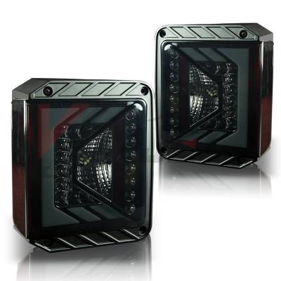 Winjet - Winjet CTRNG0490-BS Black Smoke LED Taillights for 07-18 Jeep Wrangler JK