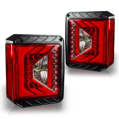 Winjet - Winjet CTRNG0490-CR Chrome/Red LED Taillights for 07-18 Jeep Wrangler JK