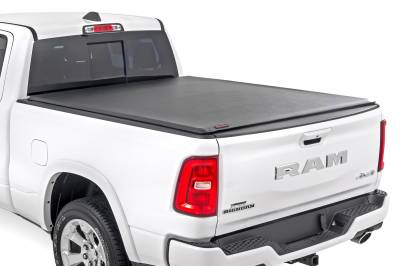 Rough Country Suspension Systems - Rough Country 42309650 Soft Roll-up Vinyl Tonneau Cover for 19-25 Ram 6.4'