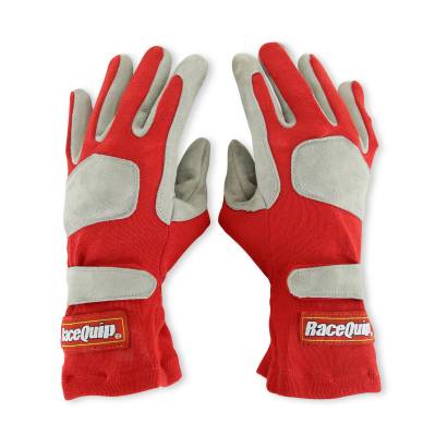 Racequip - RaceQuip 351015RQP 351 Series 1-Layer Nomex Race Gloves Red Large