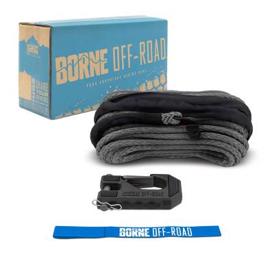 Mishimoto - Mishimoto BNWN-SR-38-85KGR Borne Off-Road Winch Rope w/Hook & Tether Grey