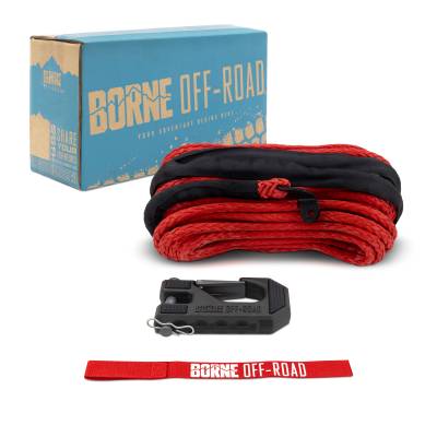Mishimoto - Mishimoto BNWN-SR-38-85KRD Borne Off-Road Winch Rope w/Hook & Tether Red