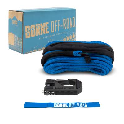 Mishimoto - Mishimoto BNWN-SR-38-85KBL Borne Off-Road Winch Rope w/Hook & Tether Blue