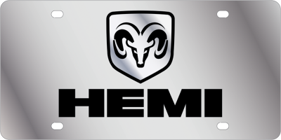 Eurosport Daytona - Eurosport Daytona 1407-5 Carbon Steel License Plate Hemi Ramhead Logo for Dodge
