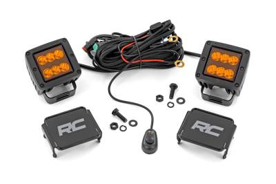 Rough Country Suspension Systems - Rough Country Black Series 2" Amber LED Light Pods-Spot Pair 70903A