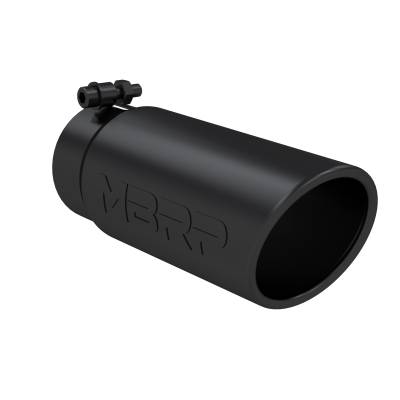 MBRP Exhaust - MBRP Exhaust T5112BLK Tip 4" OD Angled Rolled End 3" Inlet 10" Length Black